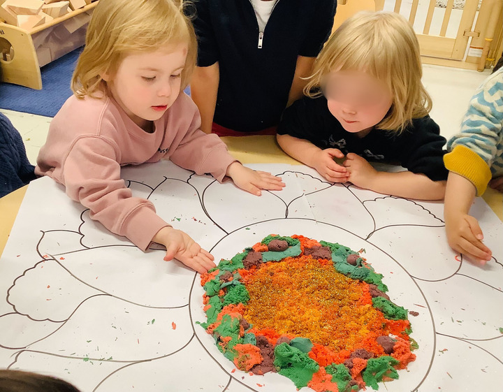 Children creating as part of Indian cultural activities